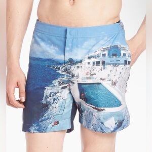 ORLEBAR BROWN Hulton Geddy Roc Pool 2 Print Bulldog Swim Shorts Size 32 Msrp$395